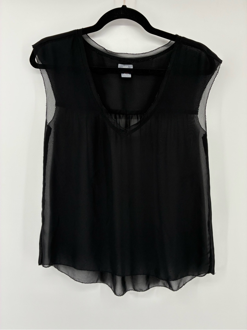 aerie Sheer Whimsigoth Black Sheer V-Neck Sleeveless Top